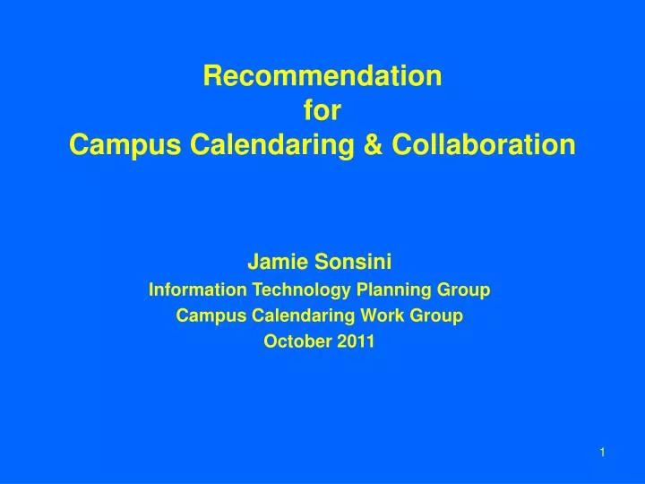 recommendation for campus calendaring collaboration