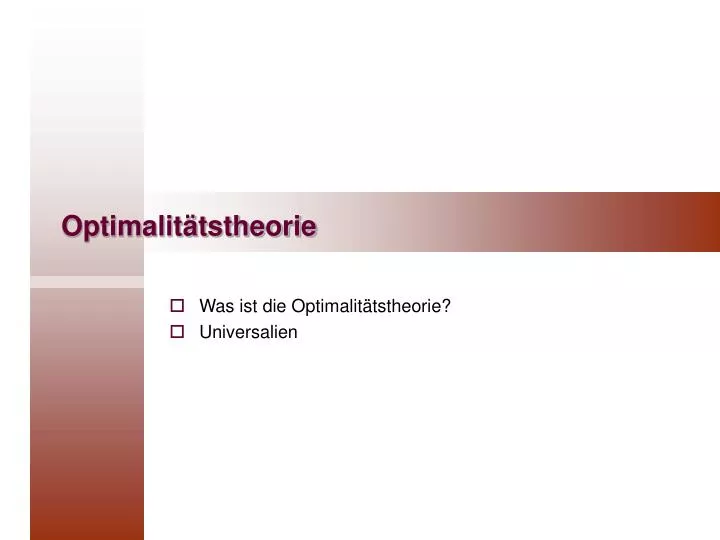 optimalit tstheorie