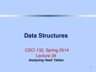 Data Structures CSCI 132, Spring 2014 Lecture 34 Analyzing Hash Tables