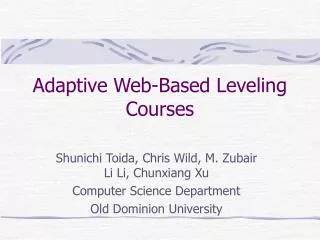 Adaptive Web-Based Leveling Courses