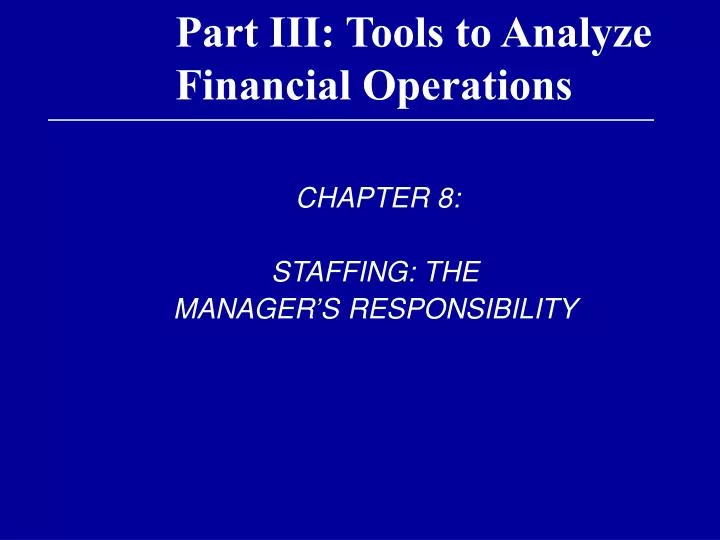part iii tools to analyze financial operations