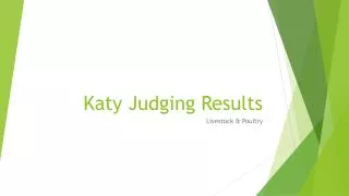 Katy Judging Results