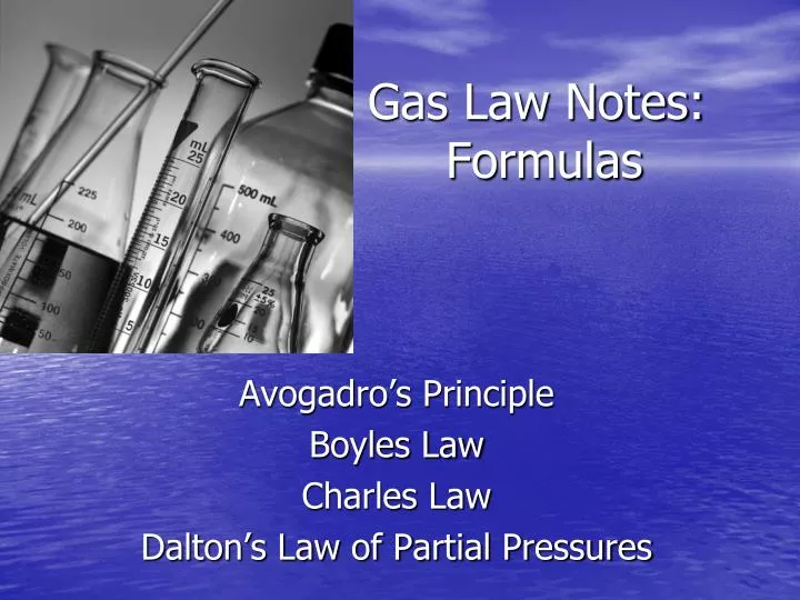 gas law notes formulas