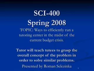 SCI-400 Spring 2008