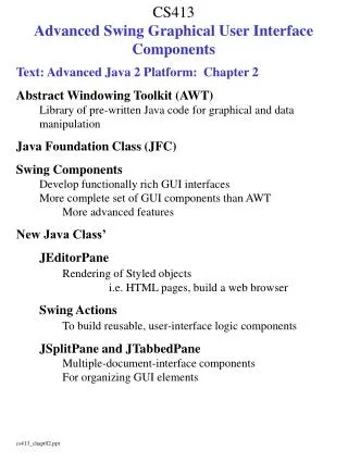 CS413 Advanced Swing Graphical User Interface Components