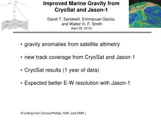 gravity anomalies from satellite altimetry new track coverage from CryoSat and Jason-1