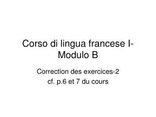 corso di lingua francese i modulo b