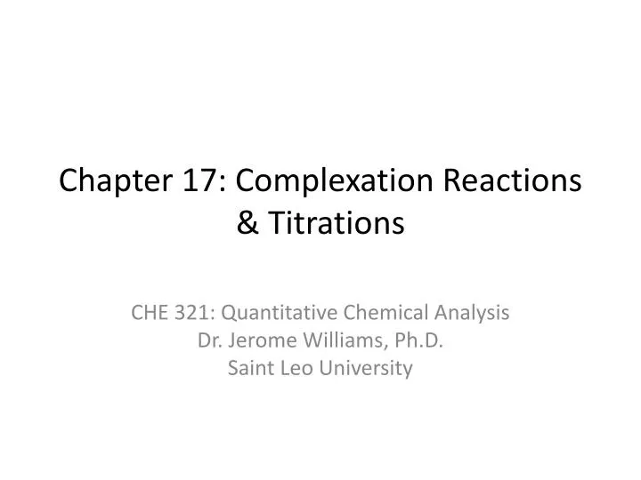 chapter 17 complexation reactions titrations