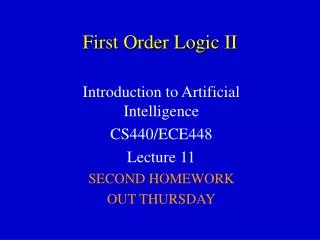 First Order Logic II