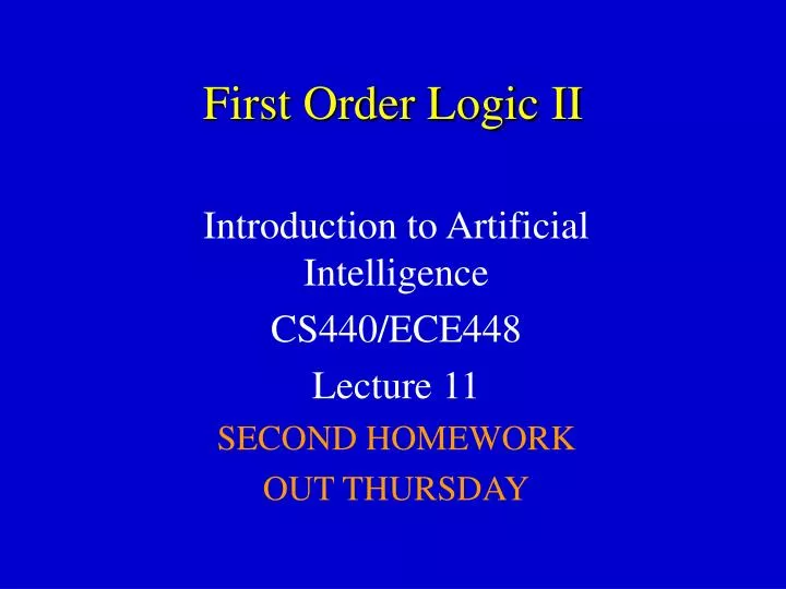 first order logic ii