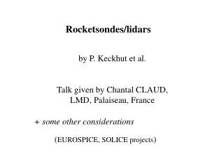 Rocketsondes/lidars