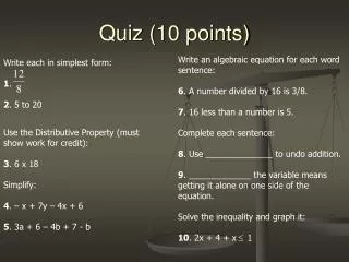 Quiz (10 points)