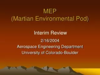 MEP (Martian Environmental Pod)