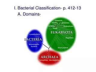 I. Bacterial Classification- p. 412-13 A. Domains-