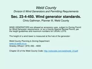 Sec. 23-4-450. Wind generator standards.
