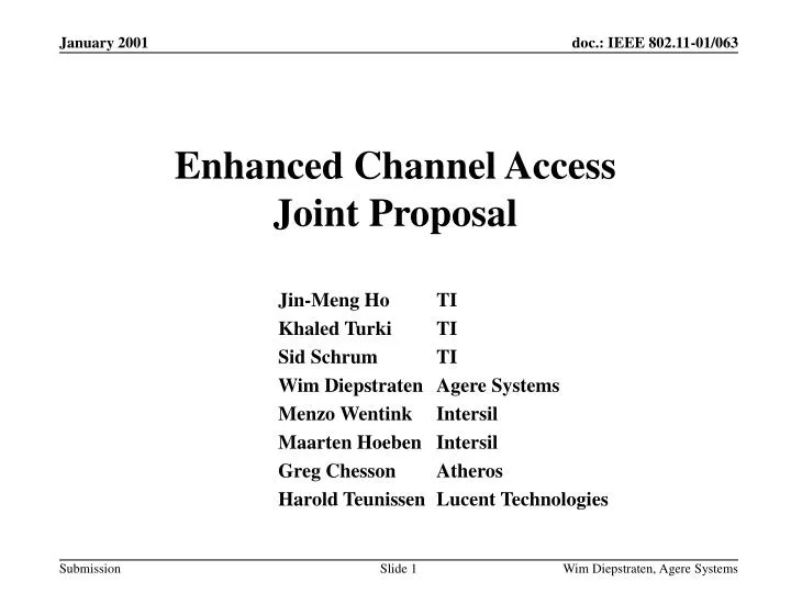 enhanced channel access joint proposal