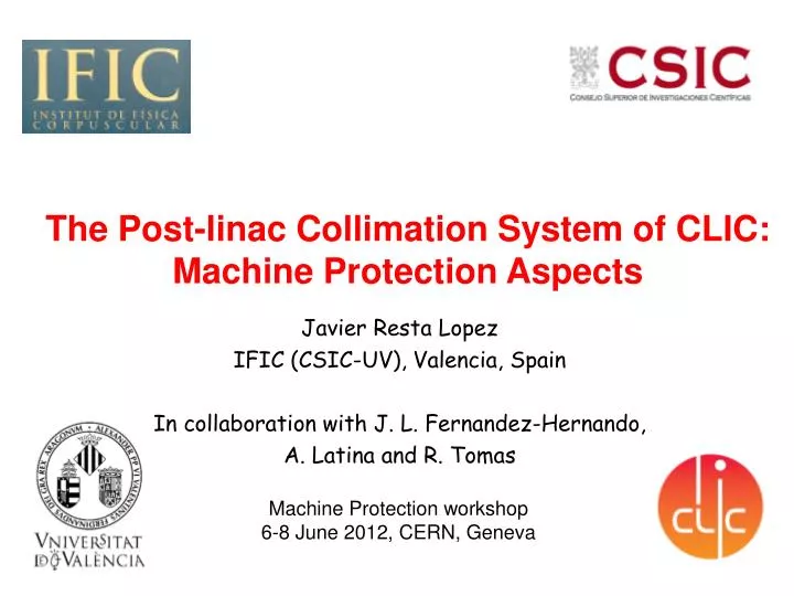 the post linac collimation system of clic machine protection aspects