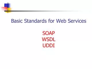 Basic Standards for Web Services SOAP WSDL UDDI