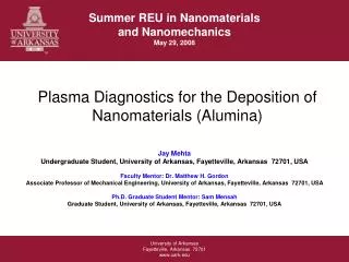 Plasma Diagnostics for the Deposition of Nanomaterials (Alumina)