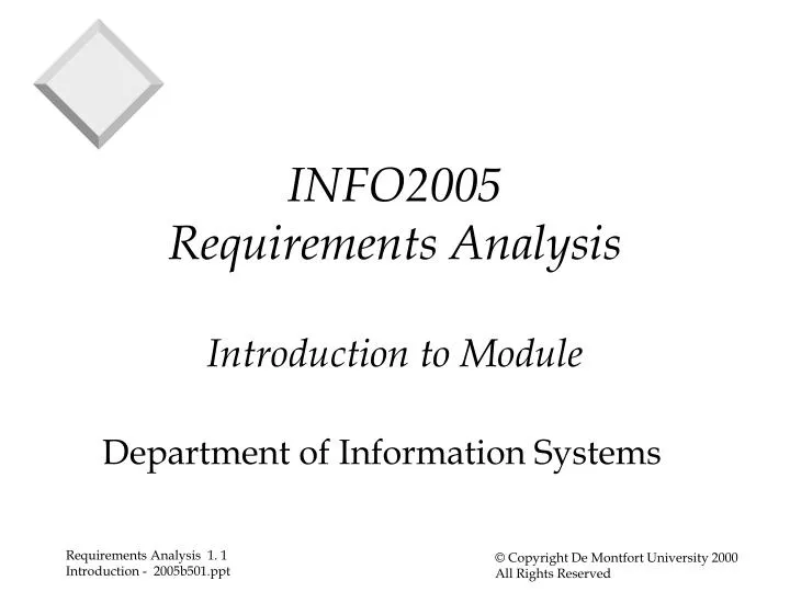 info2005 requirements analysis introduction to module