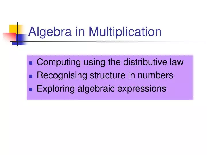 algebra in multiplication