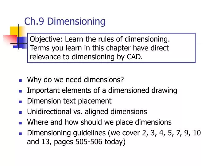 ch 9 dimensioning