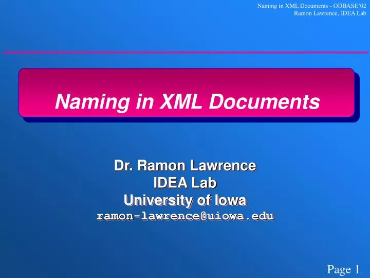 naming in xml documents