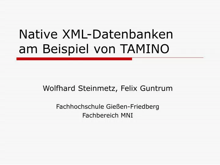 native xml datenbanken am beispiel von tamino