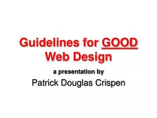 Guidelines for GOOD Web Design