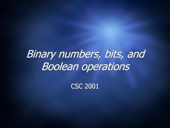 binary numbers bits and boolean operations
