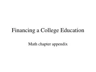 Financing a College Education