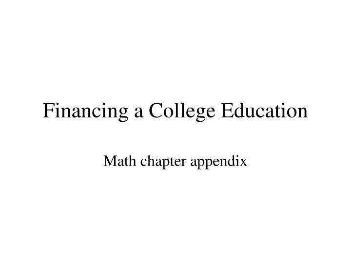 financing a college education