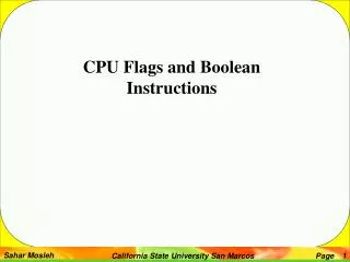 CPU Flags and Boolean Instructions