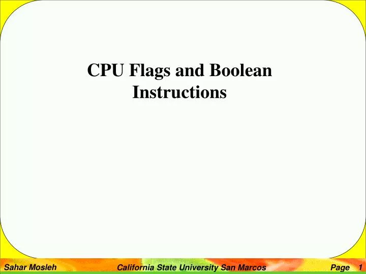 cpu flags and boolean instructions