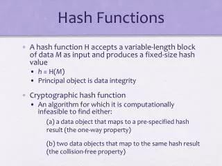 Hash Functions