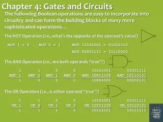 Chapter 4: Gates and Circuits