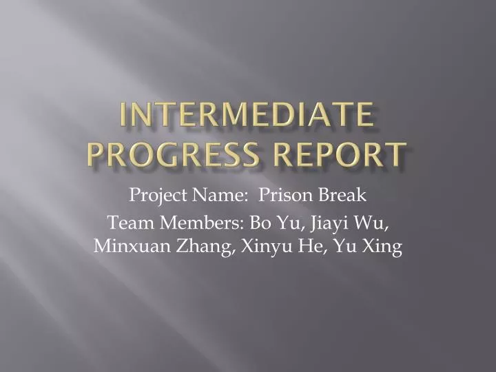 intermediate progress report