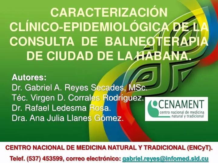 caracterizaci n cl nico epidemiol gica de la consulta de balneoterapia de ciudad de la habana