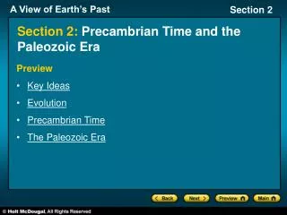 Section 2: Precambrian Time and the Paleozoic Era