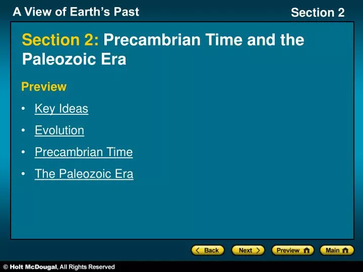 section 2 precambrian time and the paleozoic era