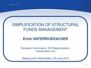 SIMPLIFICATION OF STRUCTURAL FUNDS MANAGEMENT