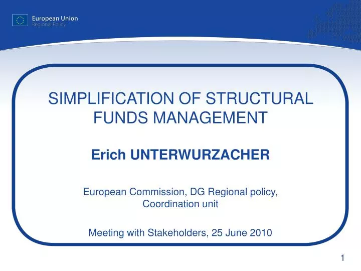 simplification of structural funds management