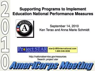Supporting Programs to Implement Education National Performance Measures