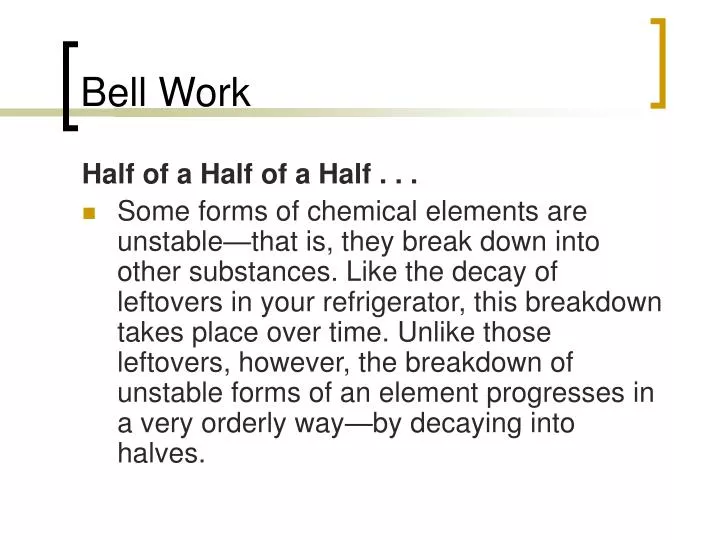 bell work