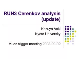 RUN3 Cerenkov analysis (update)