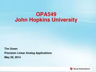 OPA549 John Hopkins University