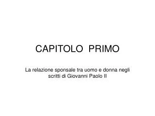 capitolo primo