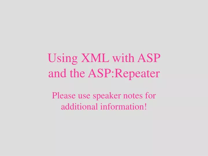 using xml with asp and the asp repeater