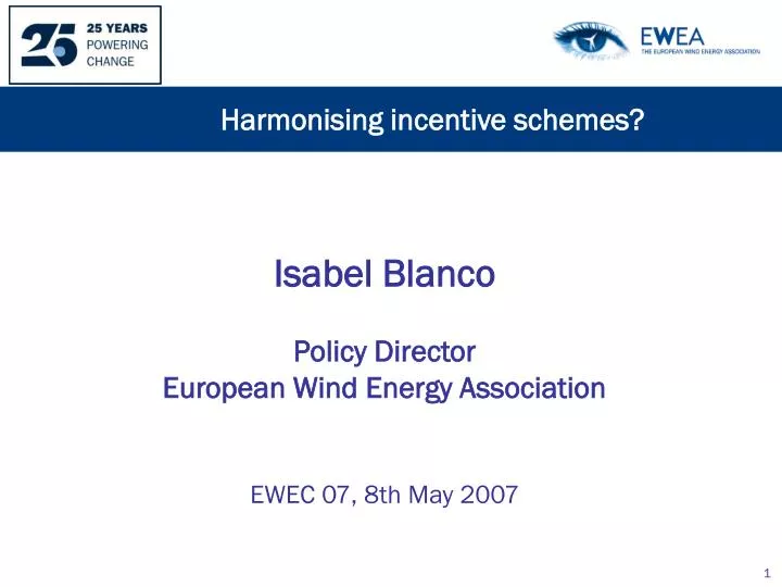 isabel blanco policy director european wind energy association ewec 07 8th may 2007