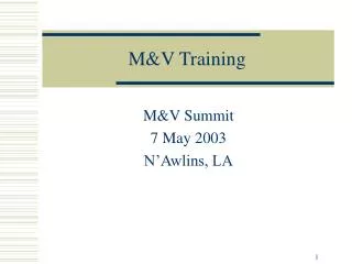 M&amp;V Training